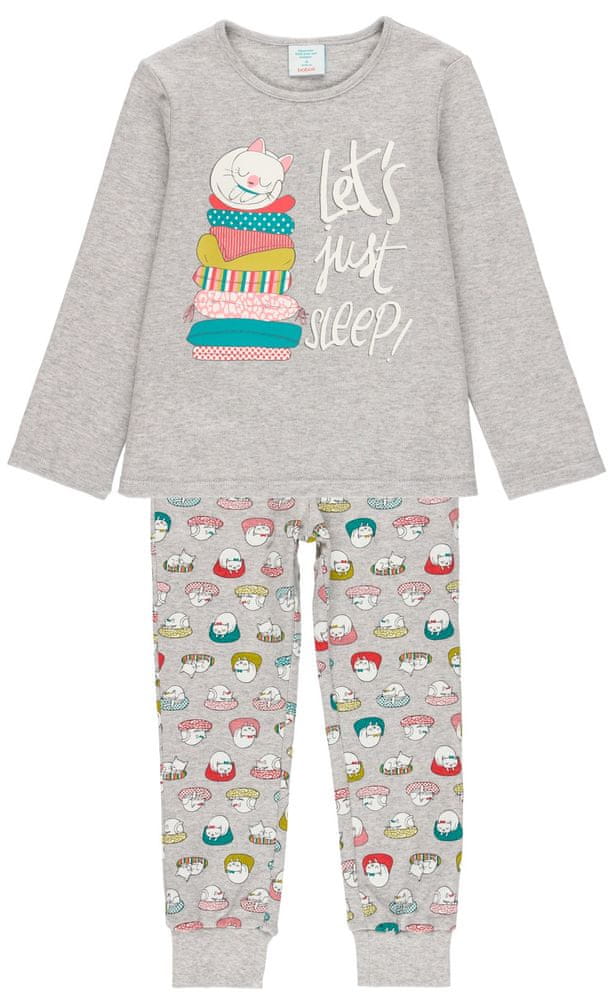 Boboli dievčenské bavlnené pyžamo - spiaca mačka 925107 šedá 116